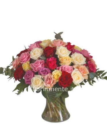 Bouquet di rose colorate miste n. 40