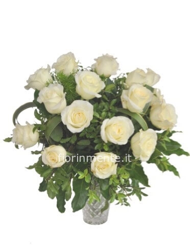 Bouquet di 10 rose bianche medie