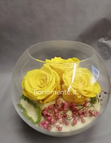 Bull di vetro con rose