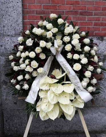 Corona Funebre con Rose Bianche