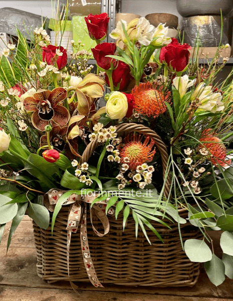 Cesto borsa con  colori caldi